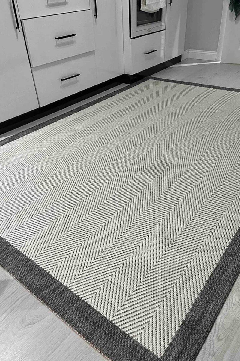 Bordürlü Gri Dekoratif Sisal Halı Siesta 1504 - 6