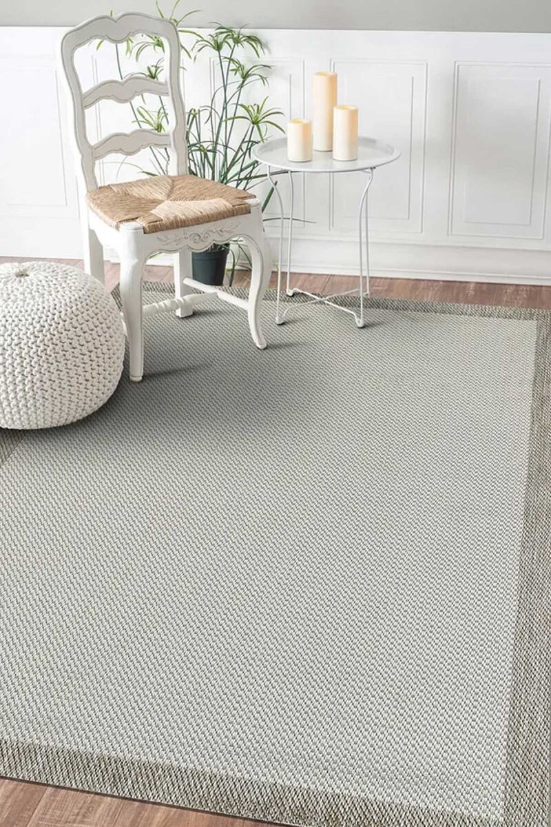 Bordürlü Krem Dekoratif Sisal Halı Siesta 1502 