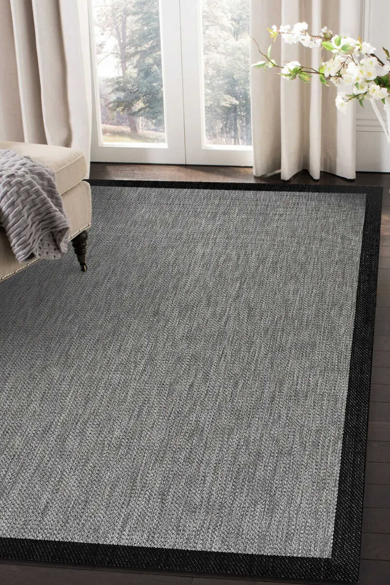 Bordürlü Siyah Dekoratif Sisal Halı Siesta 1505 - 1