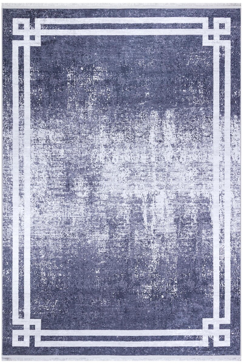 Çerçeve Desen Pamuk Taban Dijital Baskılı Halı Antrasit 