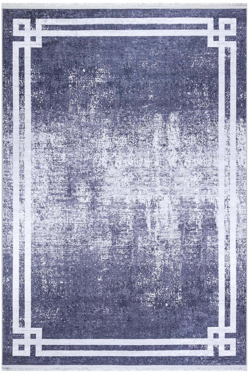 Çerçeve Desen Pamuk Taban Dijital Baskılı Halı Antrasit - 1