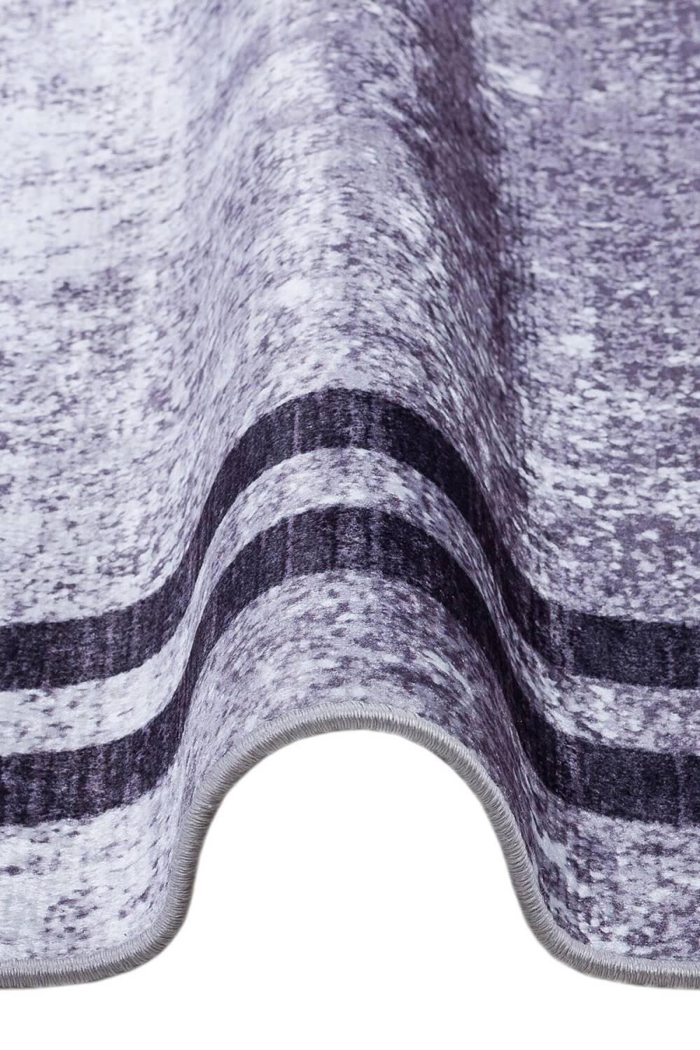 Çerçeve Desen Pamuk Taban Dijital Baskılı Halı Gri - 4