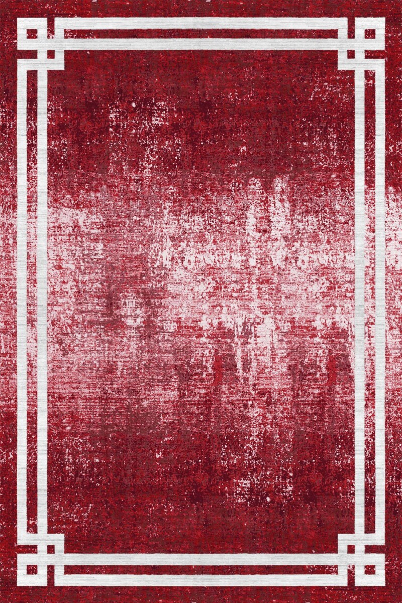 Çerçeve Desen Pamuk Taban Dijital Baskılı Halı Kırmızı - Frenda