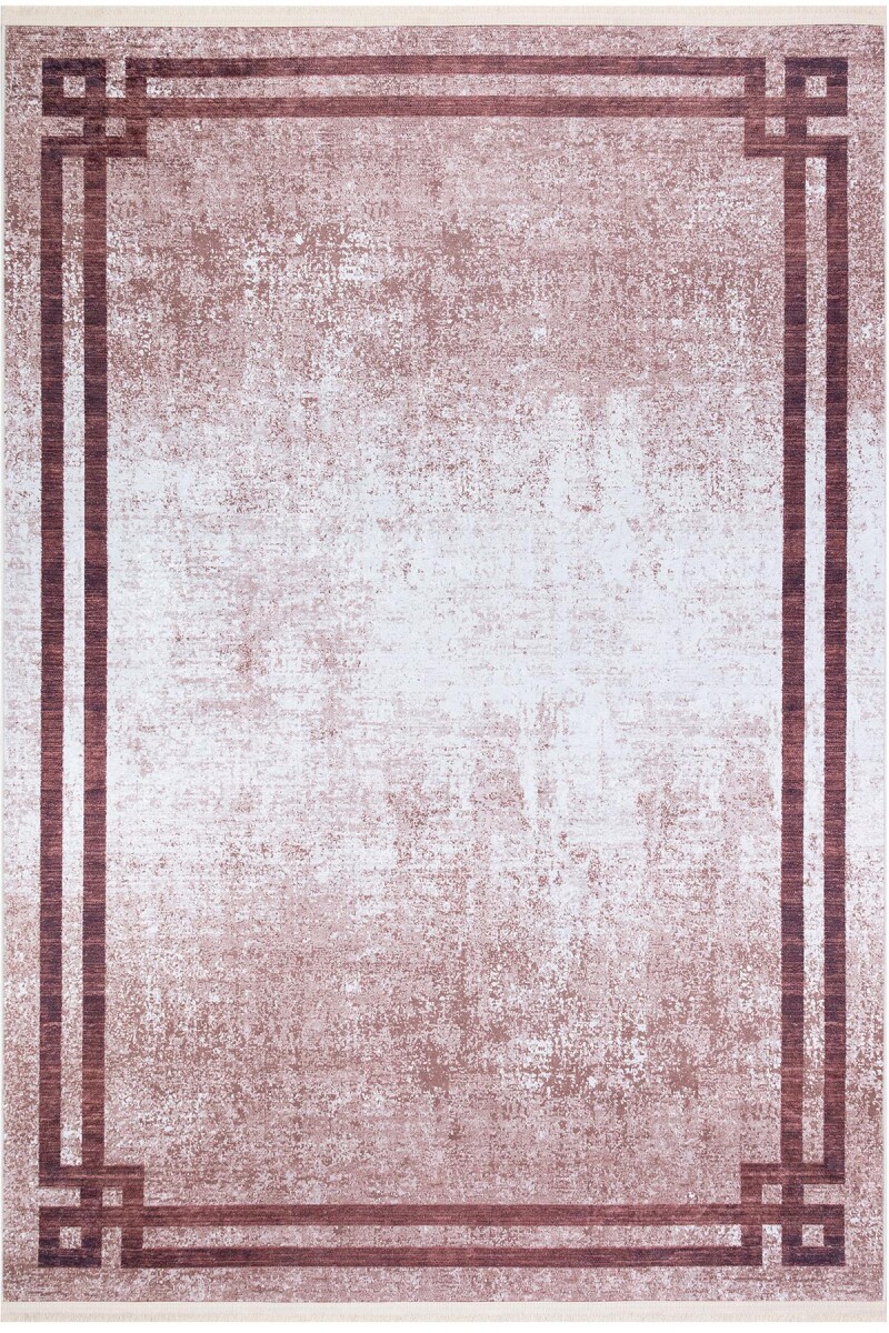 Çerçeve Desen Pamuk Taban Dijital Baskılı Halı Vizon 