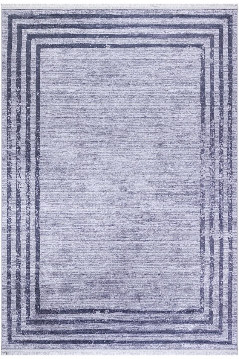 Çerçeve Desenli Dijital Baskılı Pamuk Taban Halı Antrasit - Frenda