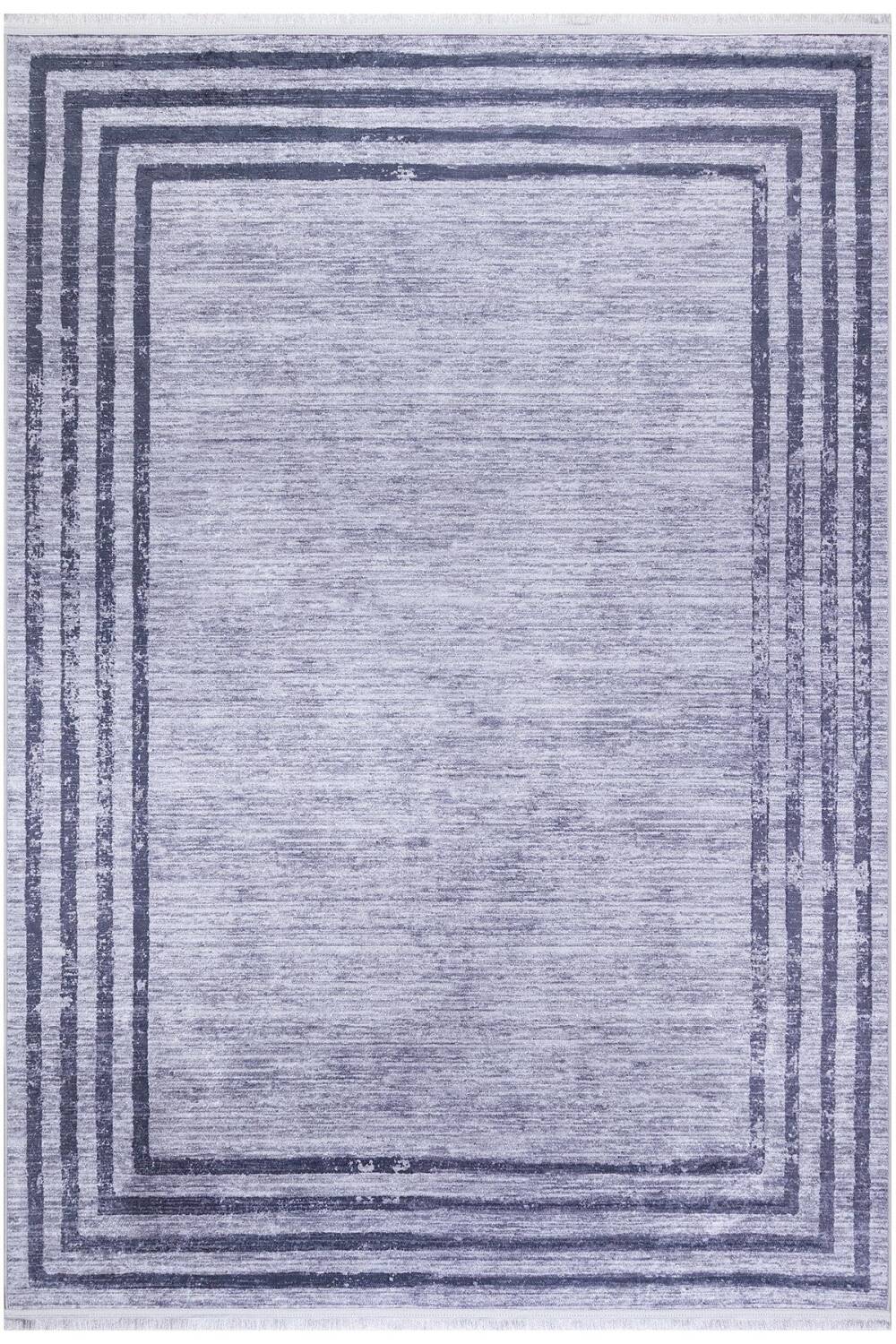 Çerçeve Desenli Dijital Baskılı Pamuk Taban Halı Antrasit - 1