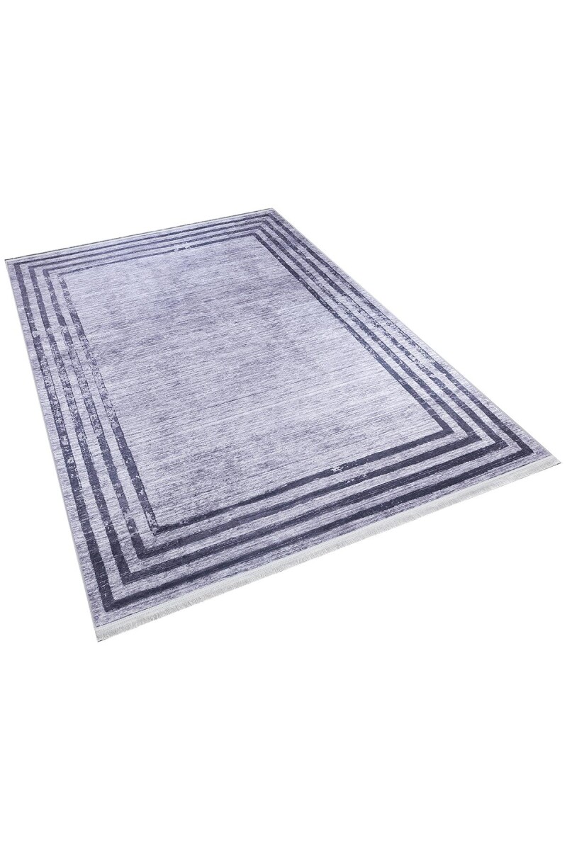 Çerçeve Desenli Dijital Baskılı Pamuk Taban Halı Antrasit - Frenda (1)