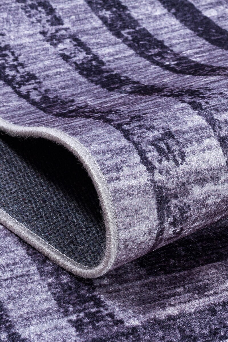 Çerçeve Desenli Dijital Baskılı Pamuk Taban Halı Antrasit - 4