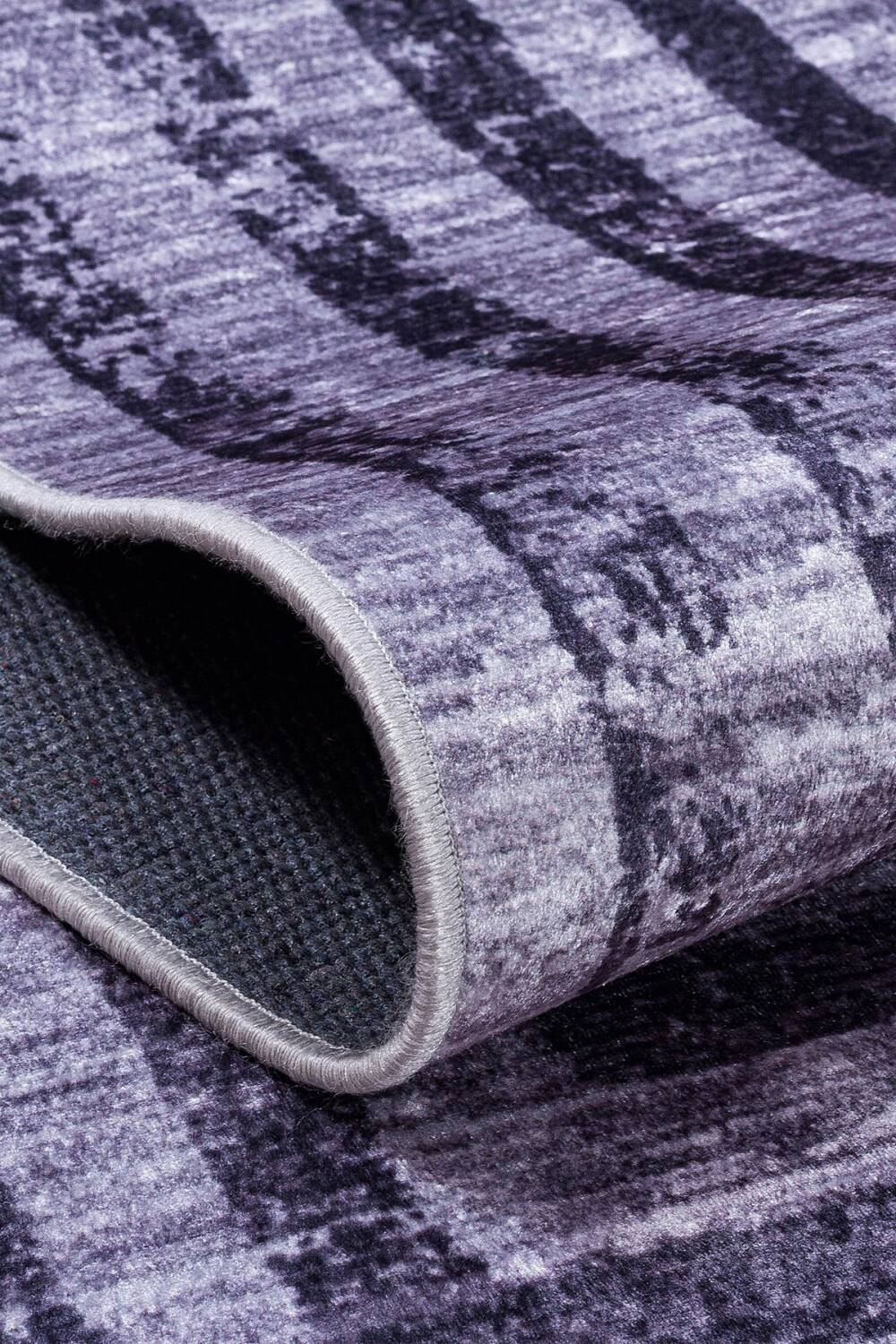 Çerçeve Desenli Dijital Baskılı Pamuk Taban Halı Antrasit - 4