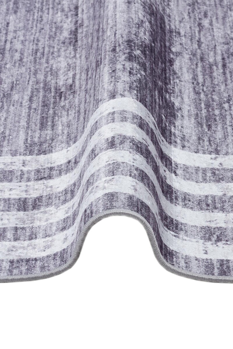 Çerçeve Desenli Dijital Baskılı Pamuk Taban Halı Gri - 4