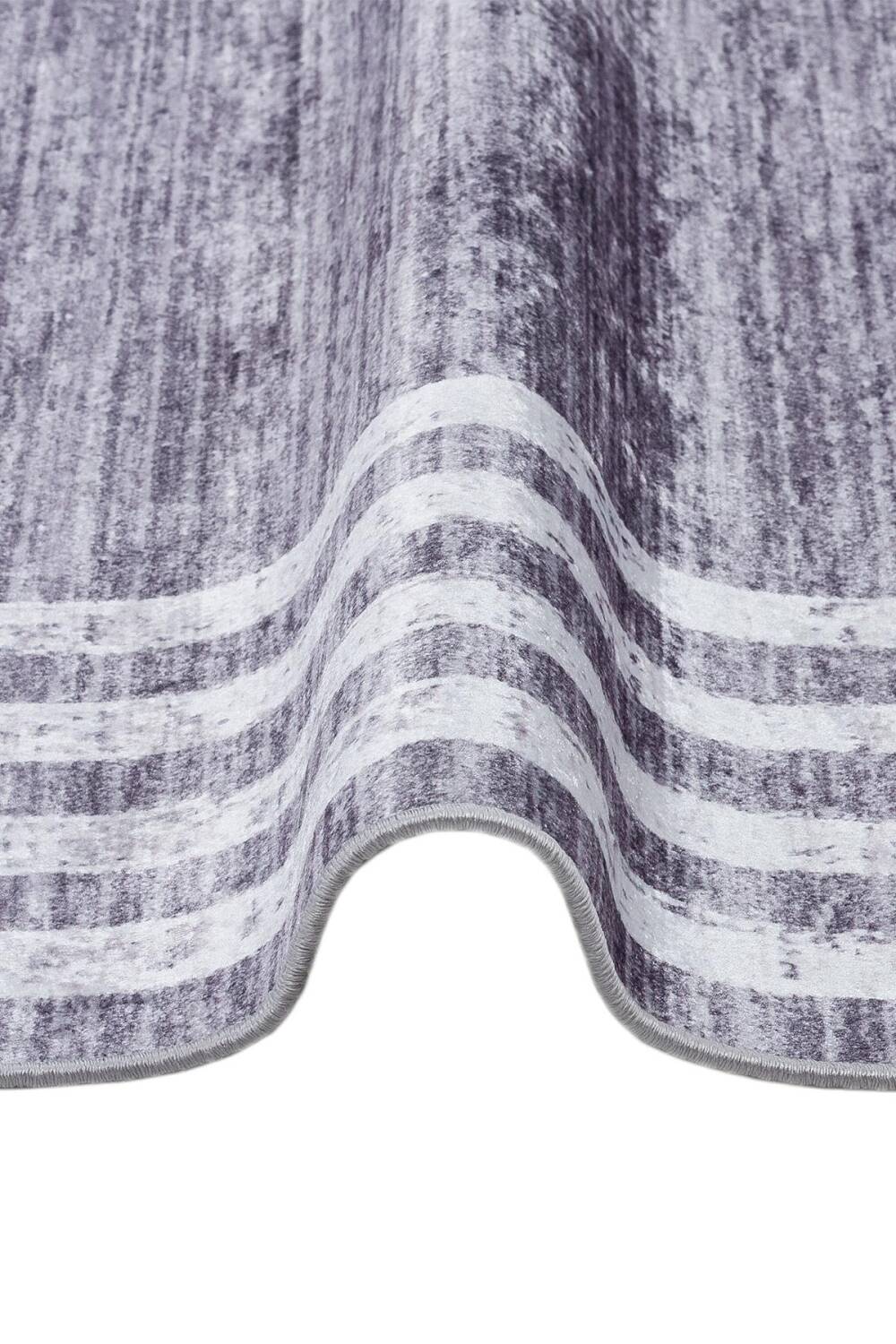 Çerçeve Desenli Dijital Baskılı Pamuk Taban Halı Gri - 4