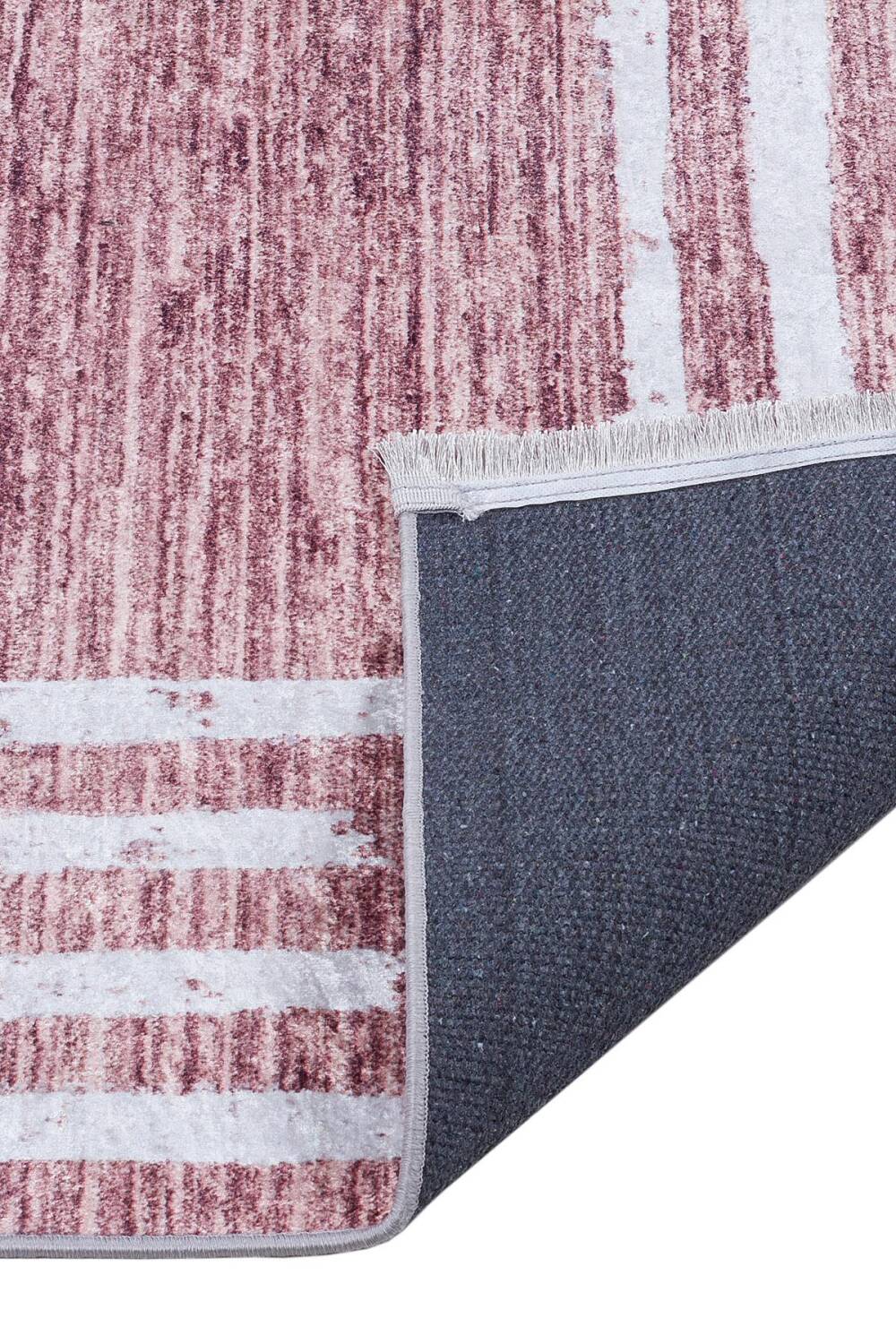 Çerçeve Desenli Dijital Baskılı Pamuk Taban Halı Vizon - 5