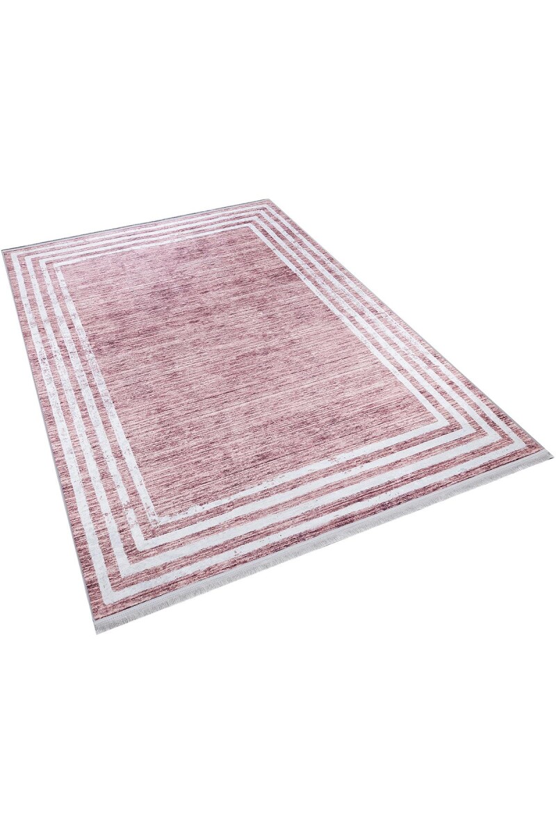 Çerçeve Desenli Dijital Baskılı Pamuk Taban Halı Vizon - 2