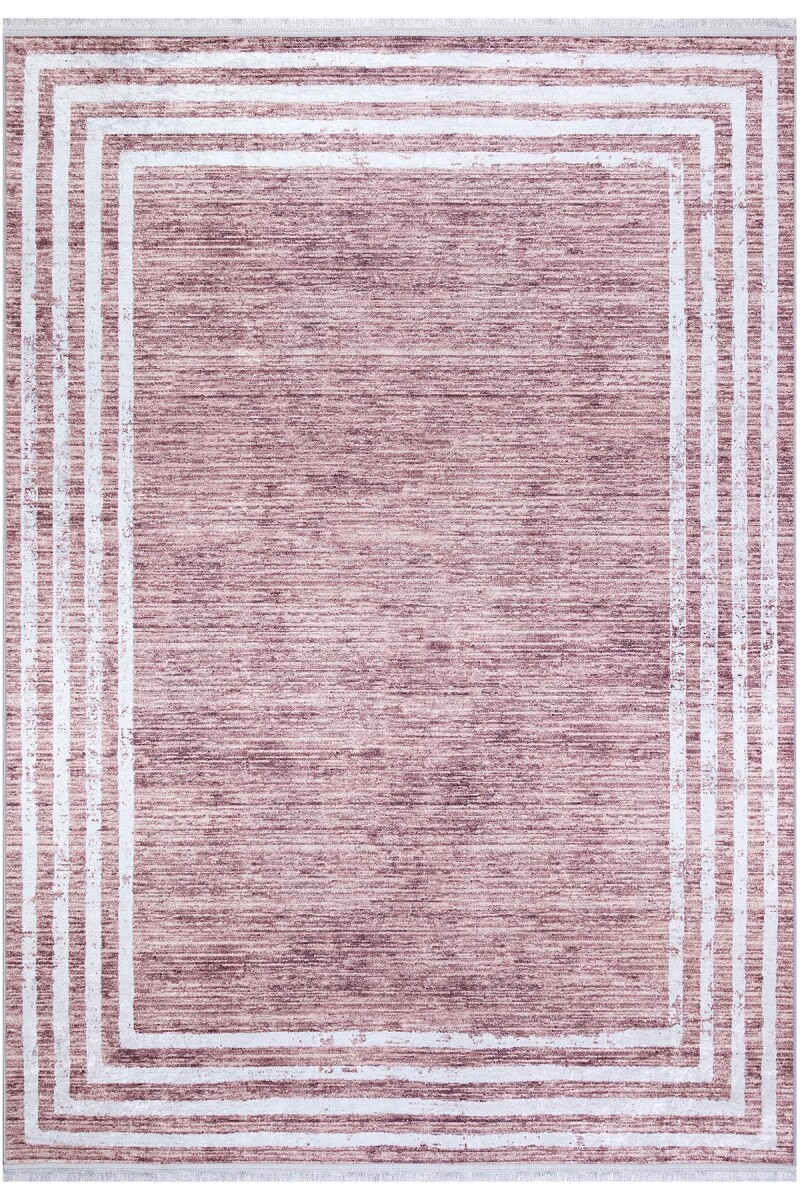 Çerçeve Desenli Dijital Baskılı Pamuk Taban Halı Vizon 