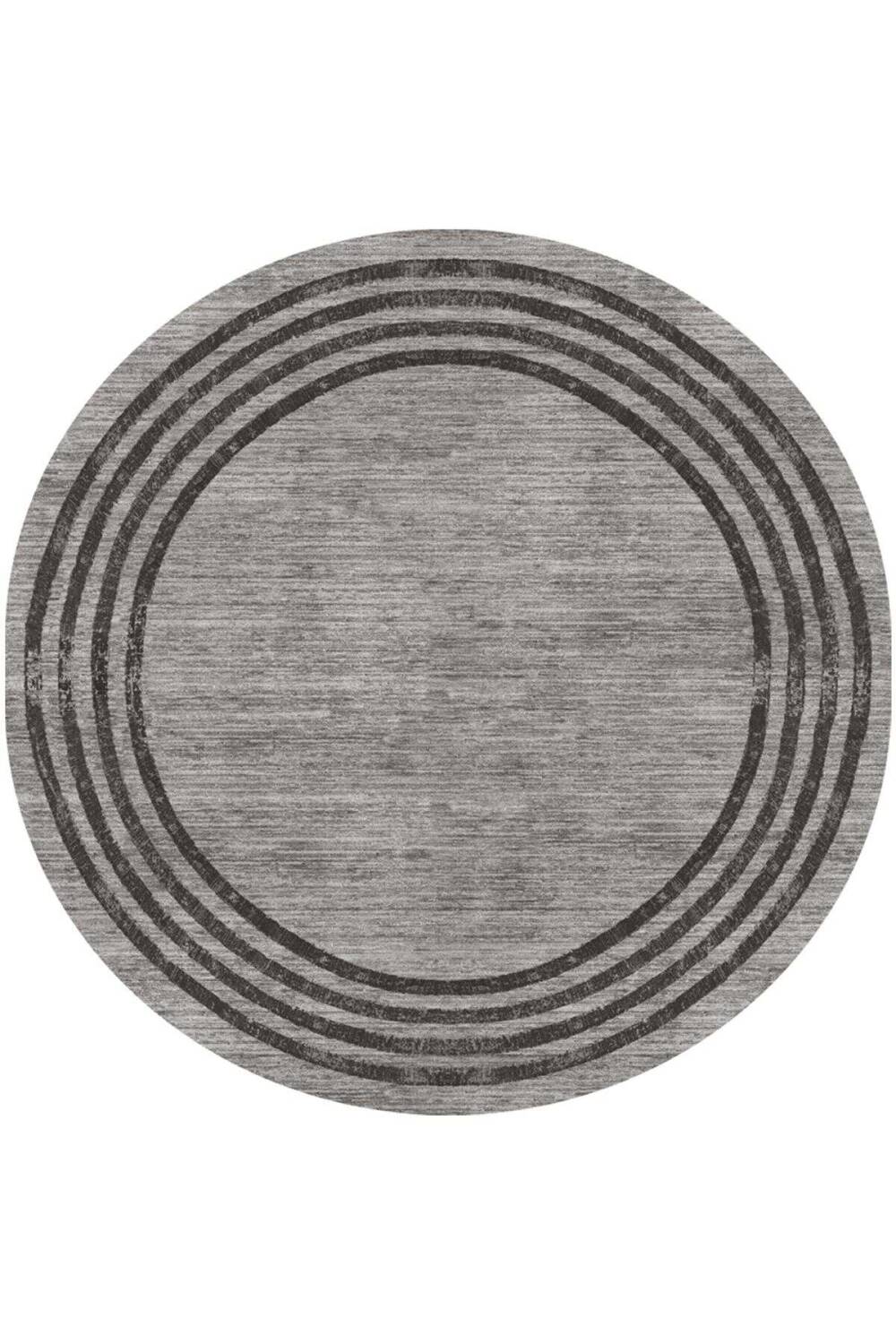 Çerçeve Desenli Dijital Baskılı Pamuk Taban Yuvarlak Halı Antrasit - 1