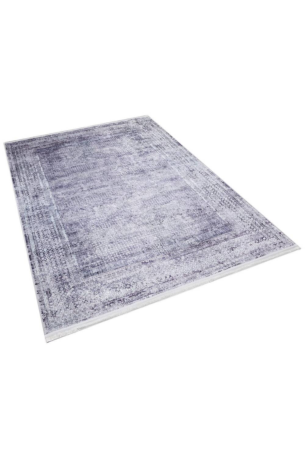 Çerçeve Desenli Pamuk Taban Dijital Baskılı Dekoratif Halı Gri - 2