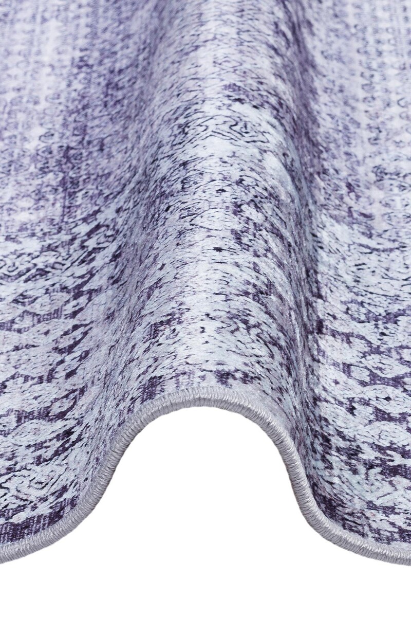 Çerçeve Desenli Pamuk Taban Dijital Baskılı Dekoratif Halı Gri - 3