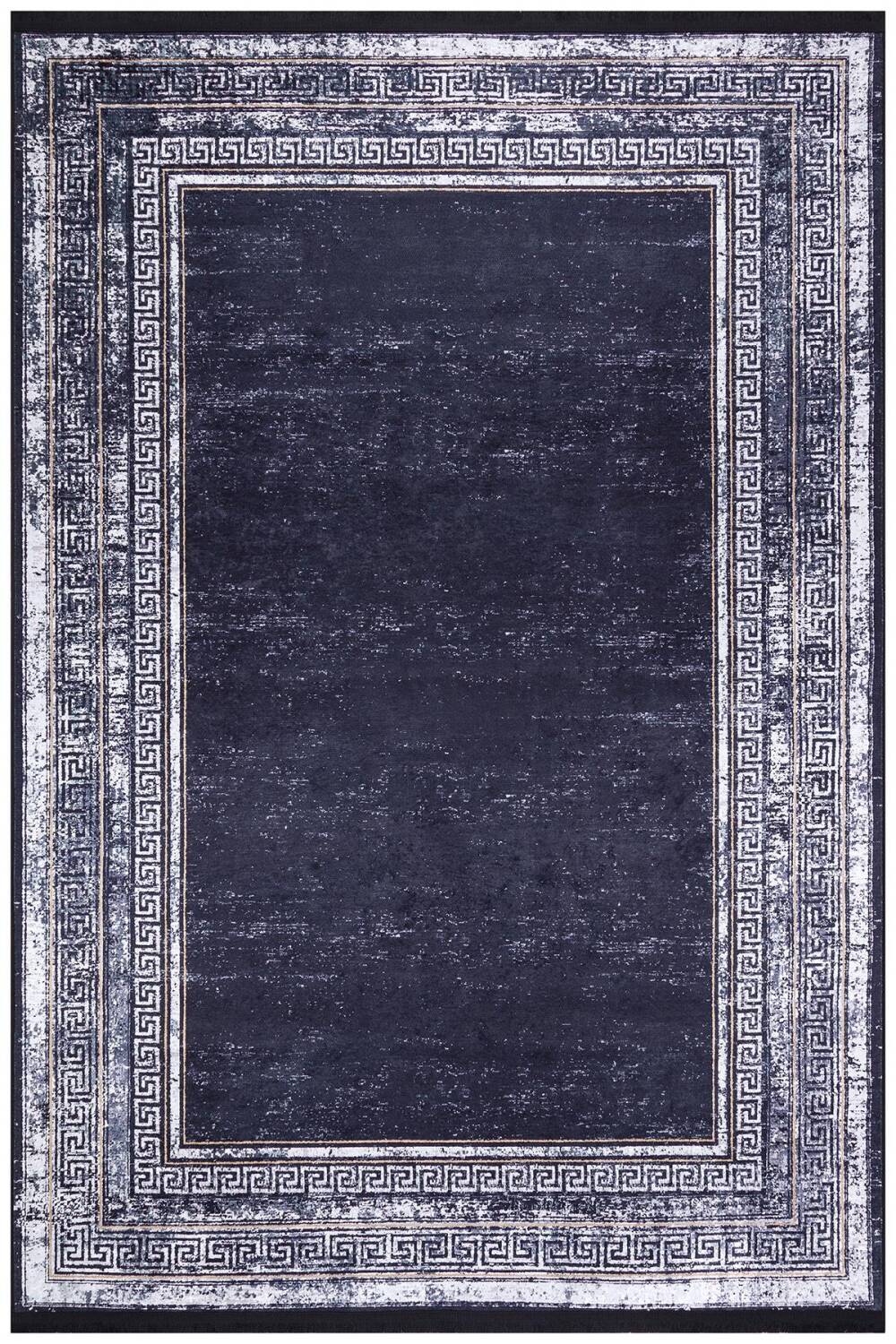 Çerçeve Desenli Pamuk Taban Dijital Baskılı Halı Gri - 2