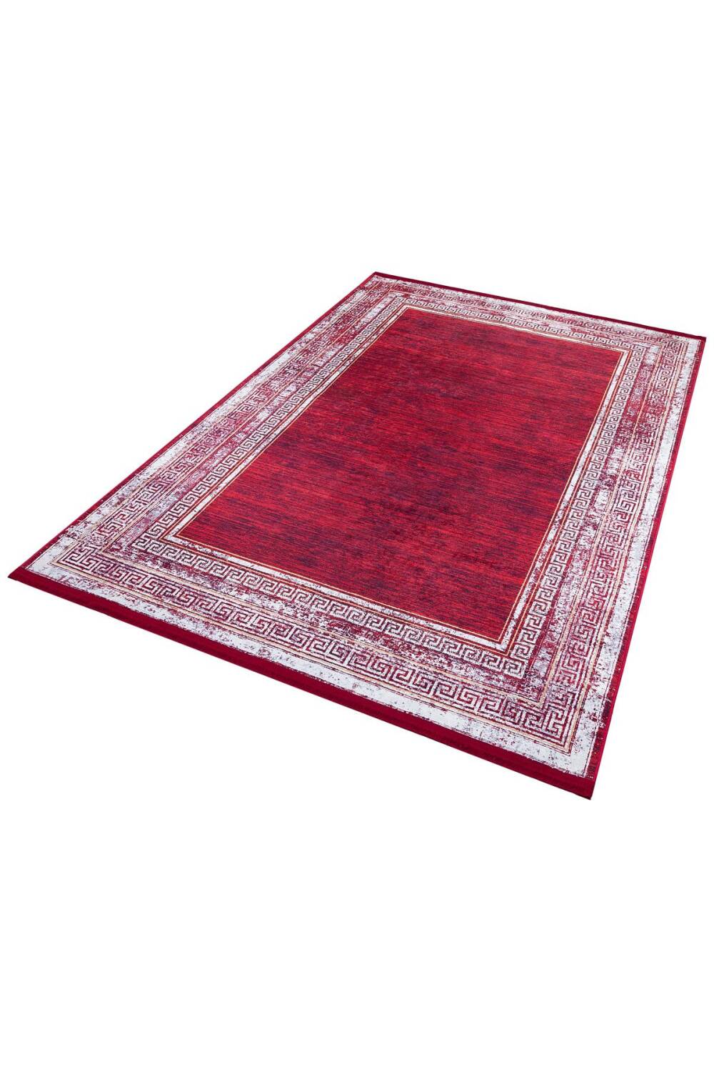 Çerçeve Desenli Pamuk Taban Dijital Baskılı Halı Kırmızı - 4