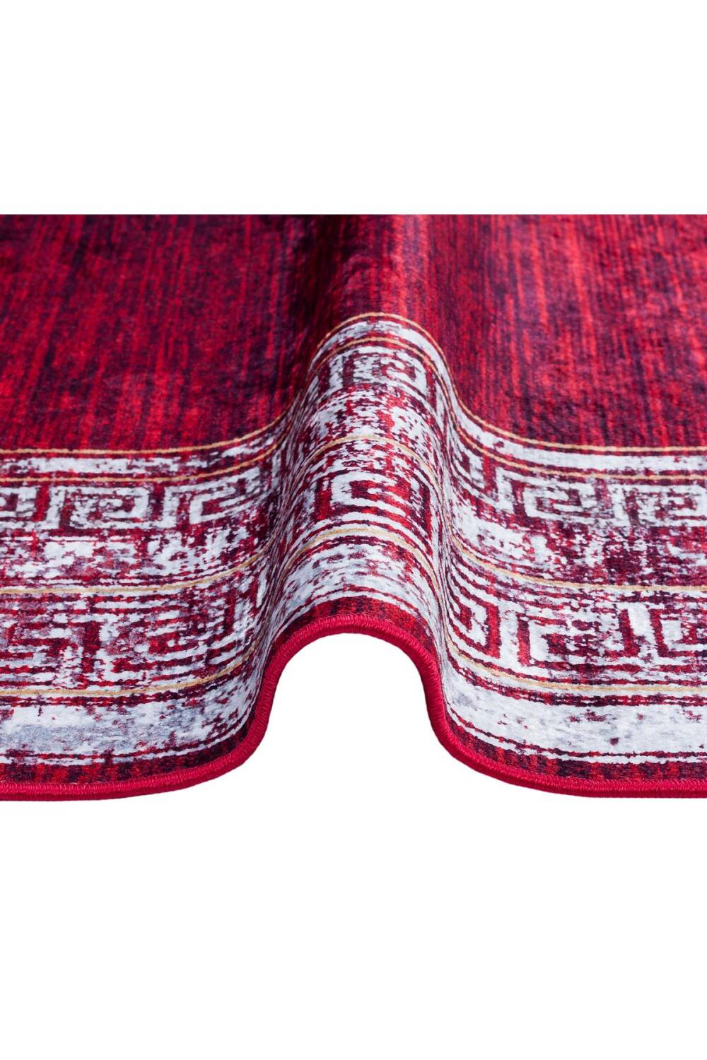 Çerçeve Desenli Pamuk Taban Dijital Baskılı Halı Kırmızı - 3