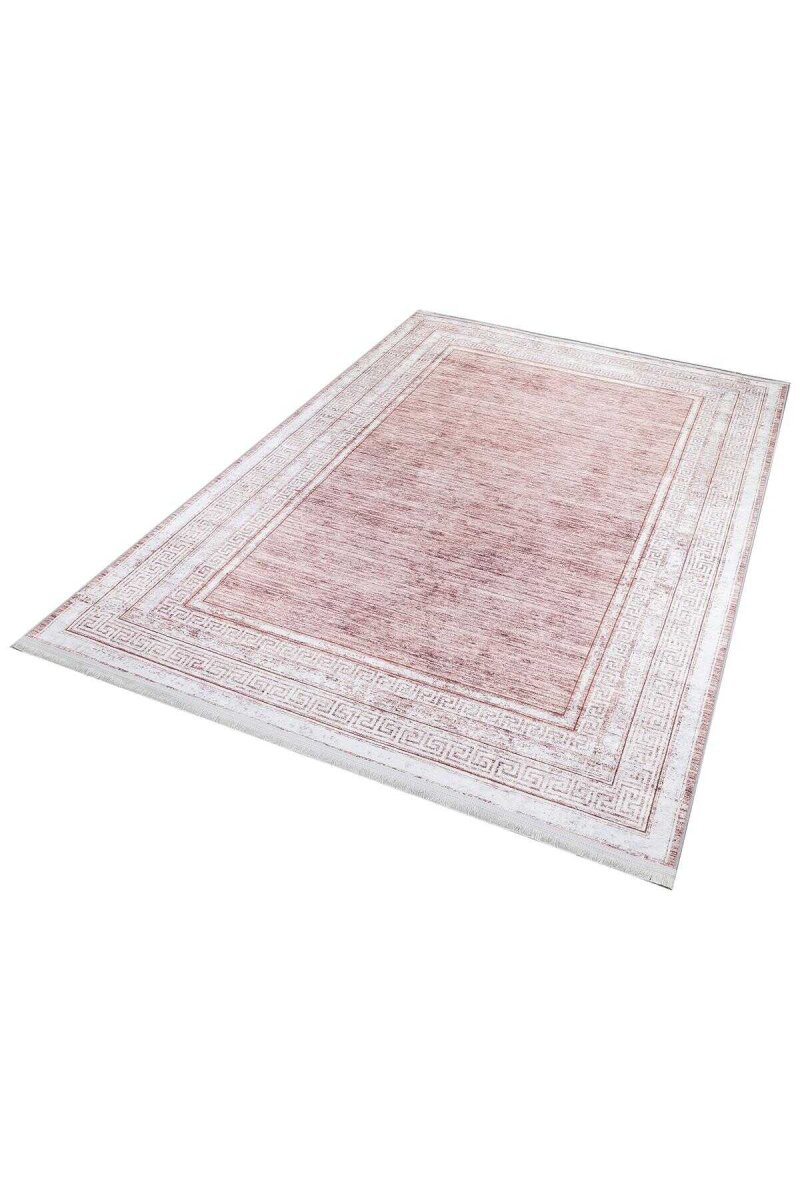 Çerçeve Desenli Pamuk Taban Dijital Baskılı Halı Vizon - 2