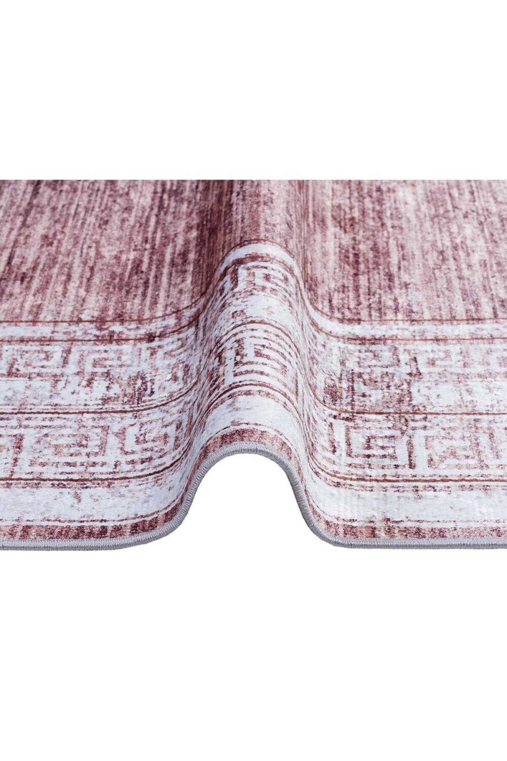 Çerçeve Desenli Pamuk Taban Dijital Baskılı Halı Vizon - 3