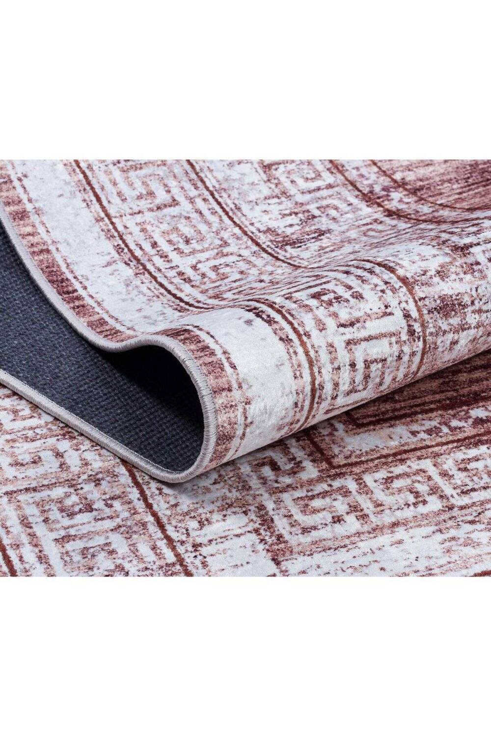Çerçeve Desenli Pamuk Taban Dijital Baskılı Halı Vizon - 4