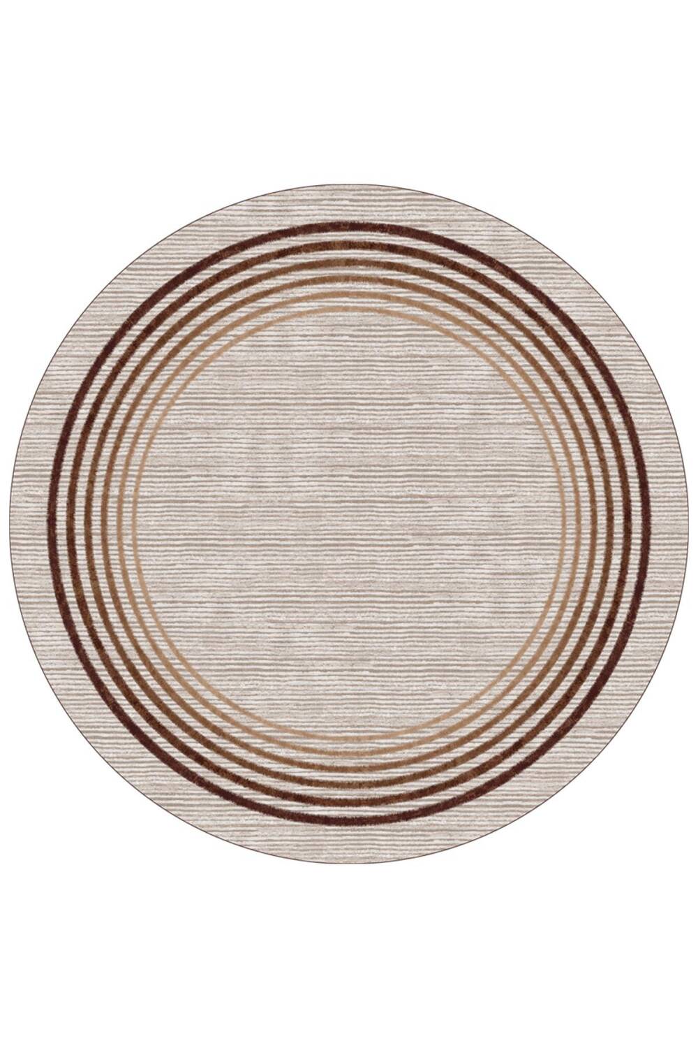 Çerçeve Desenli Pamuk Taban Dijital Baskılı Yuvarlak Halı Kahve - 1