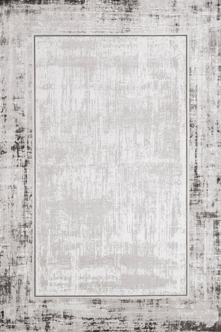 Çerçeveli Pamuk Taban Dijital Baskılı Dekoratif Halı Gri - 1