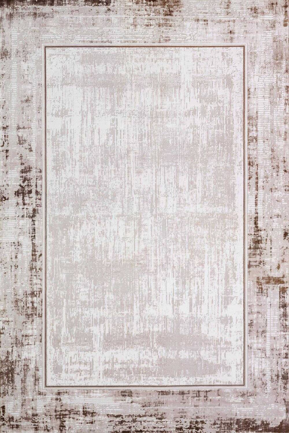 Çerçeveli Pamuk Taban Dijital Baskılı Dekoratif Halı Krem - 2