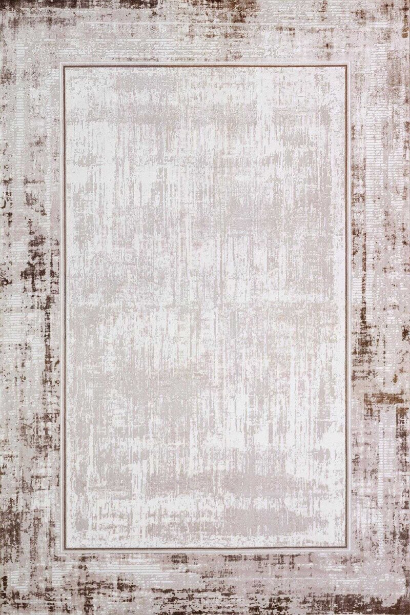 Çerçeveli Pamuk Taban Dijital Baskılı Dekoratif Halı Krem - Frenda (1)