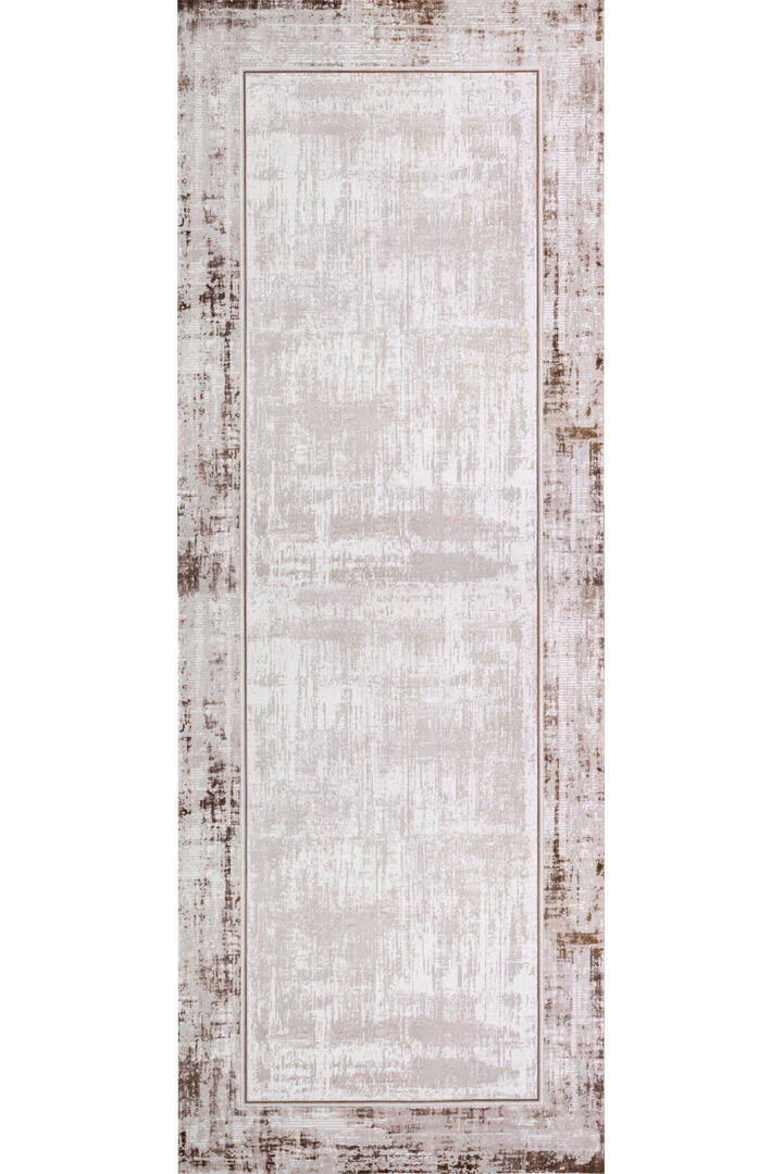 Çerçeveli Pamuk Taban Dijital Baskılı Dekoratif Yolluk Halı Krem - 2