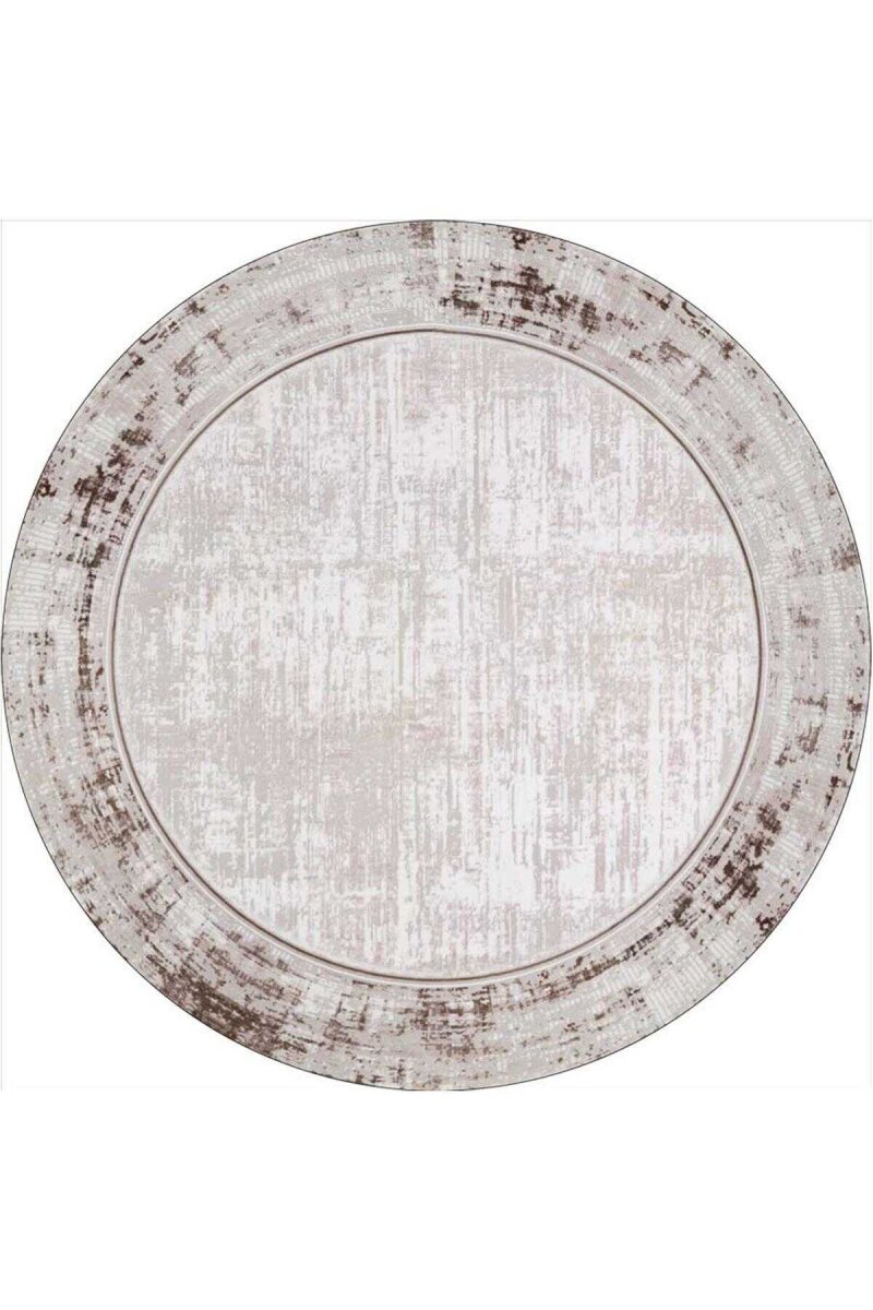 Çerçeveli Pamuk Taban Dijital Baskılı Dekoratif Yuvarlak Halı - Frenda (1)