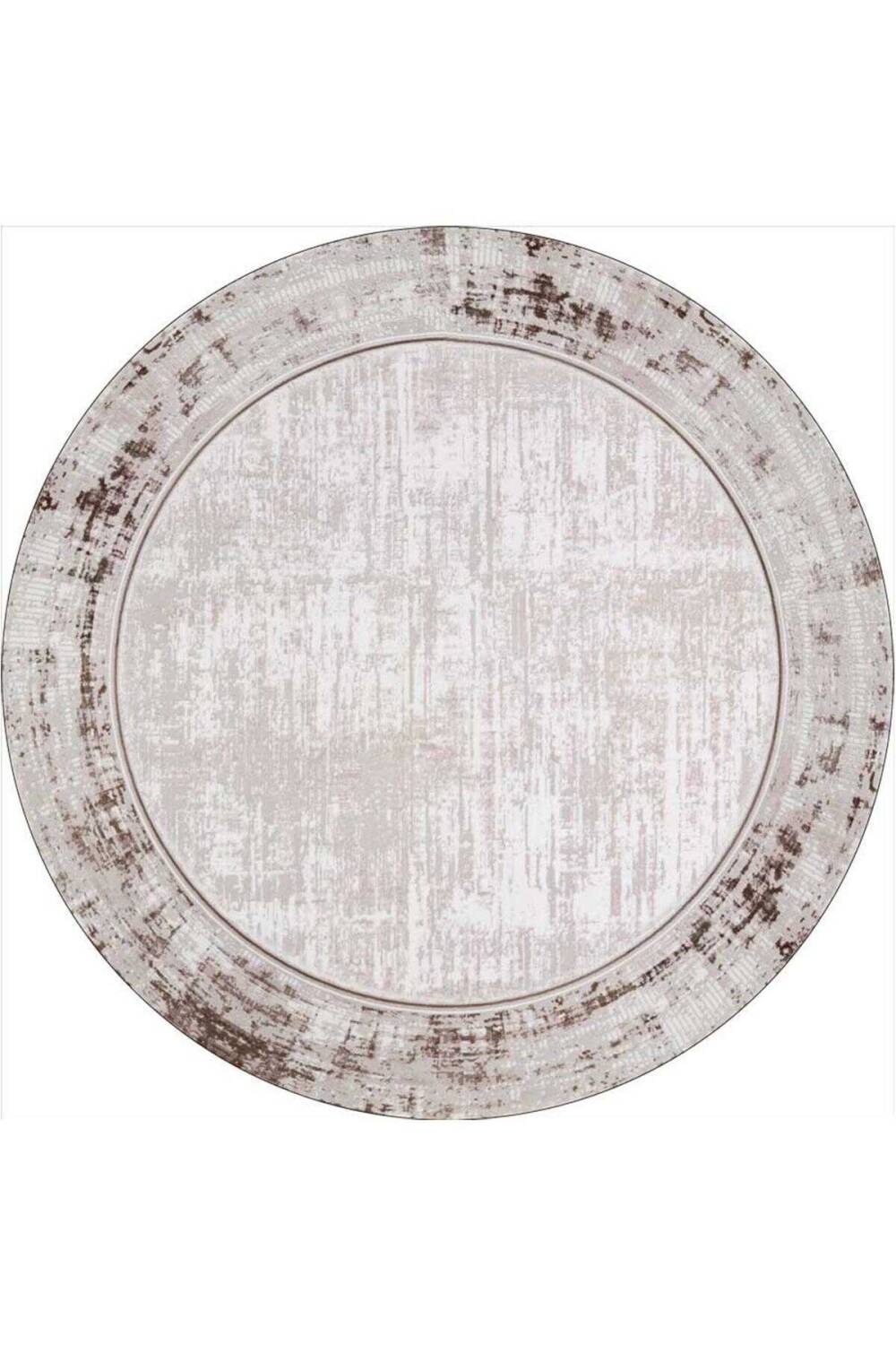 Çerçeveli Pamuk Taban Dijital Baskılı Dekoratif Yuvarlak Halı - 2