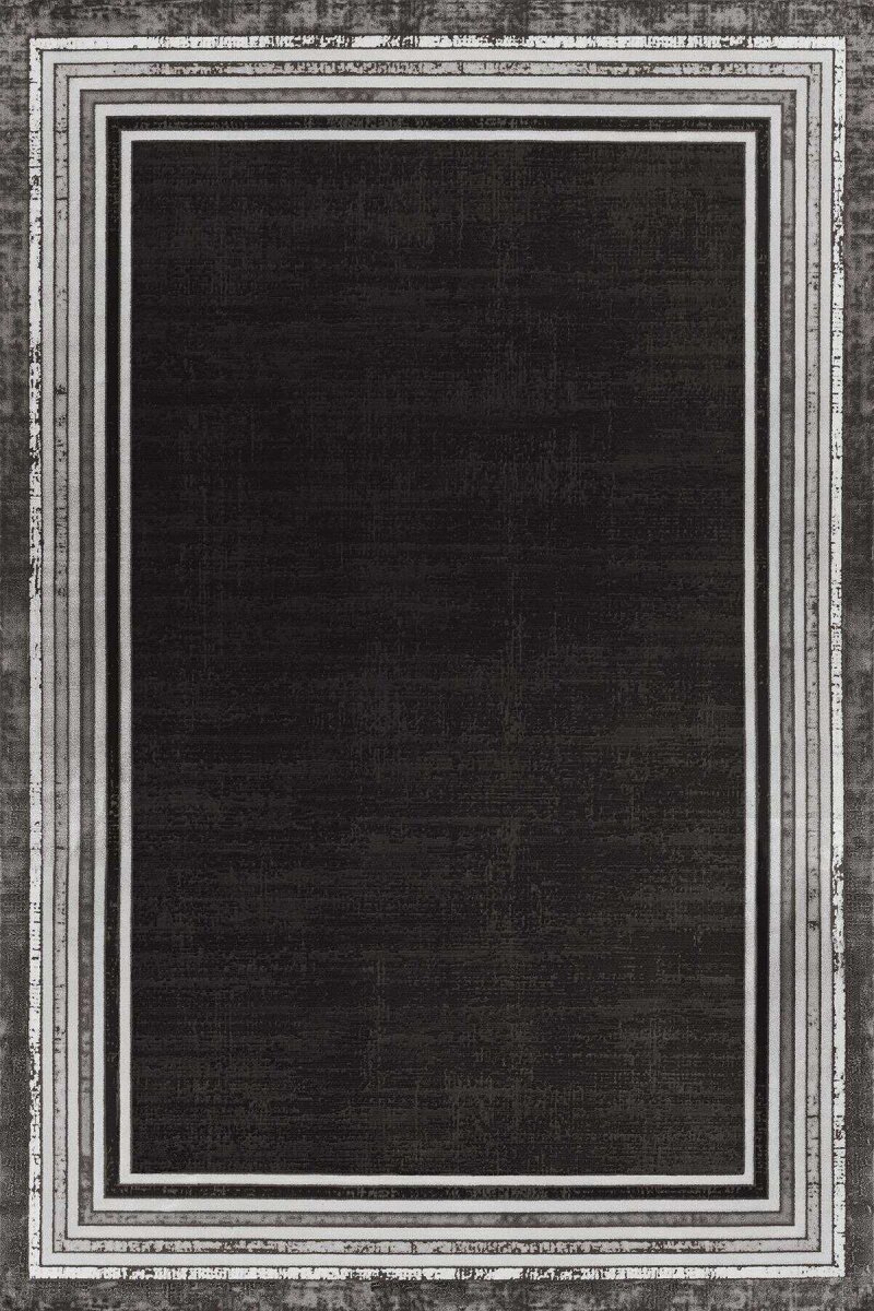 Çerçeveli Pamuk Taban Dijital Baskılı Halı Antrasit - Frenda