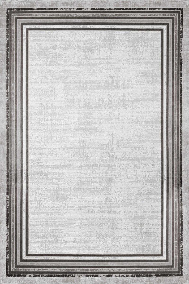 Çerçeveli Pamuk Taban Dijital Baskılı Halı Gri - Frenda
