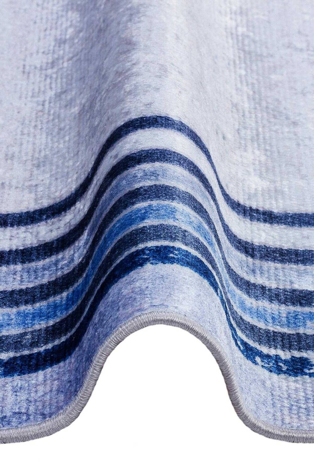 Çerçeveli Pamuk Taban Dijital Baskılı Halı Mavi - 3