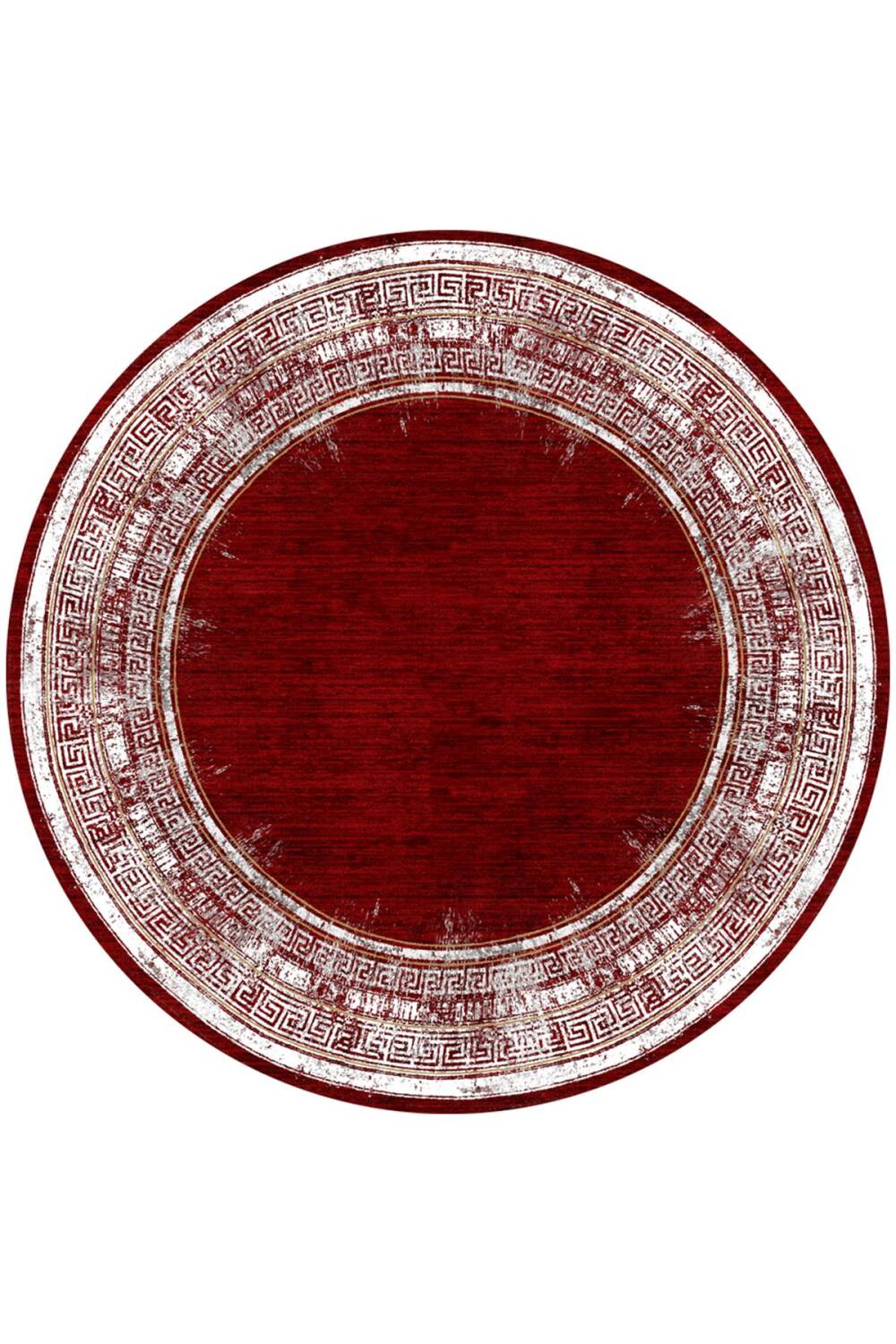 Dekoratif Çerçeve Desenli Pamuk Taban Dijital Baskılı Yuvarlak Halı Kırmızı - 1