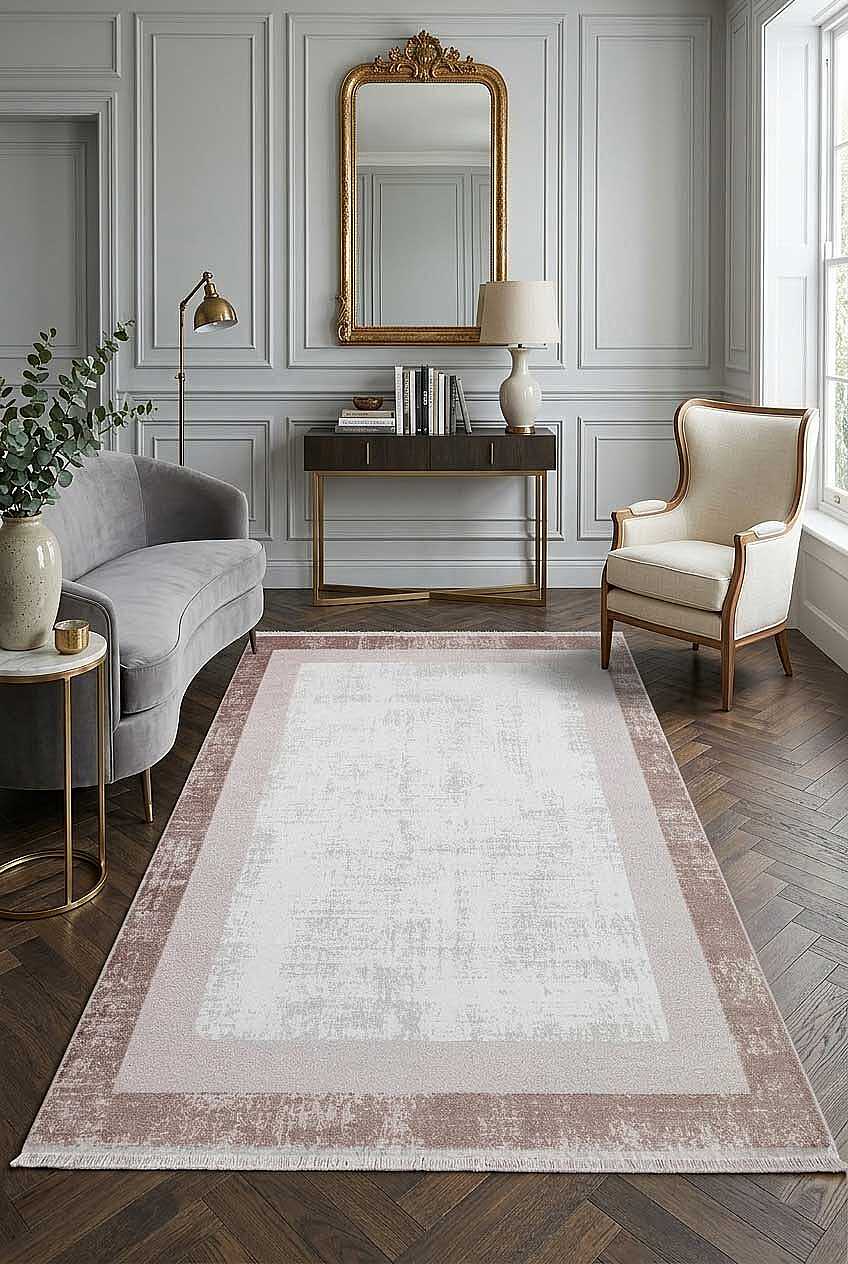 Dekoratif Palermo Klasik Çerçeveli Salon Halısı Pl01 Kahve