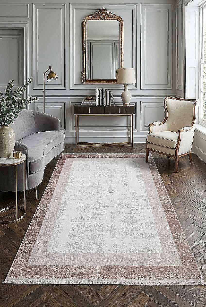 Dekoratif Palermo Klasik Çerçeveli Salon Halısı Pl01 Kahve - 1