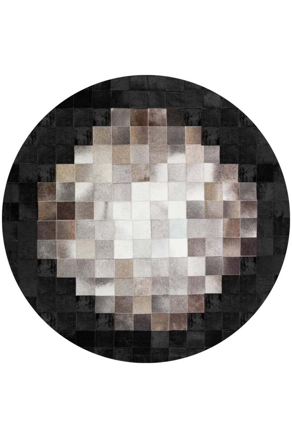 Deri Patchwork Desenli Dijital Baskılı Pamuk Taban Yıkanabilir Yuvarlak Halı - 1