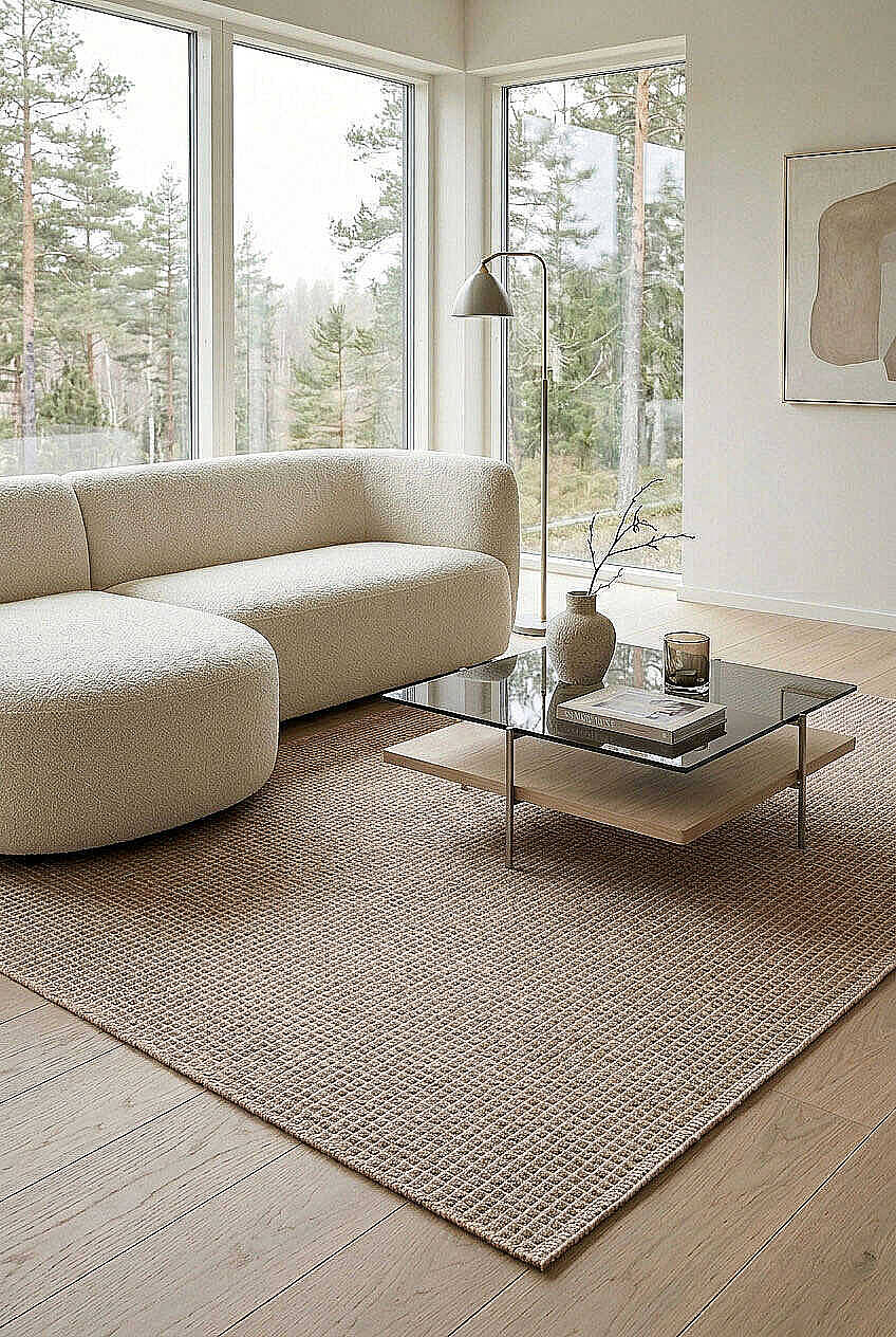 Divan Şönil Pamuklu Tek Renk Desensiz Kilim Halı Hr-4501 Bej - 1