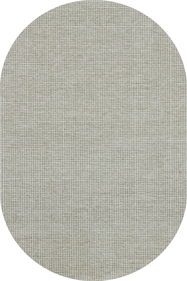 Divan Şönil Pamuklu Tek Renk Desensiz Kilim Oval Halı Hr-1457 Yeşil - Frenda