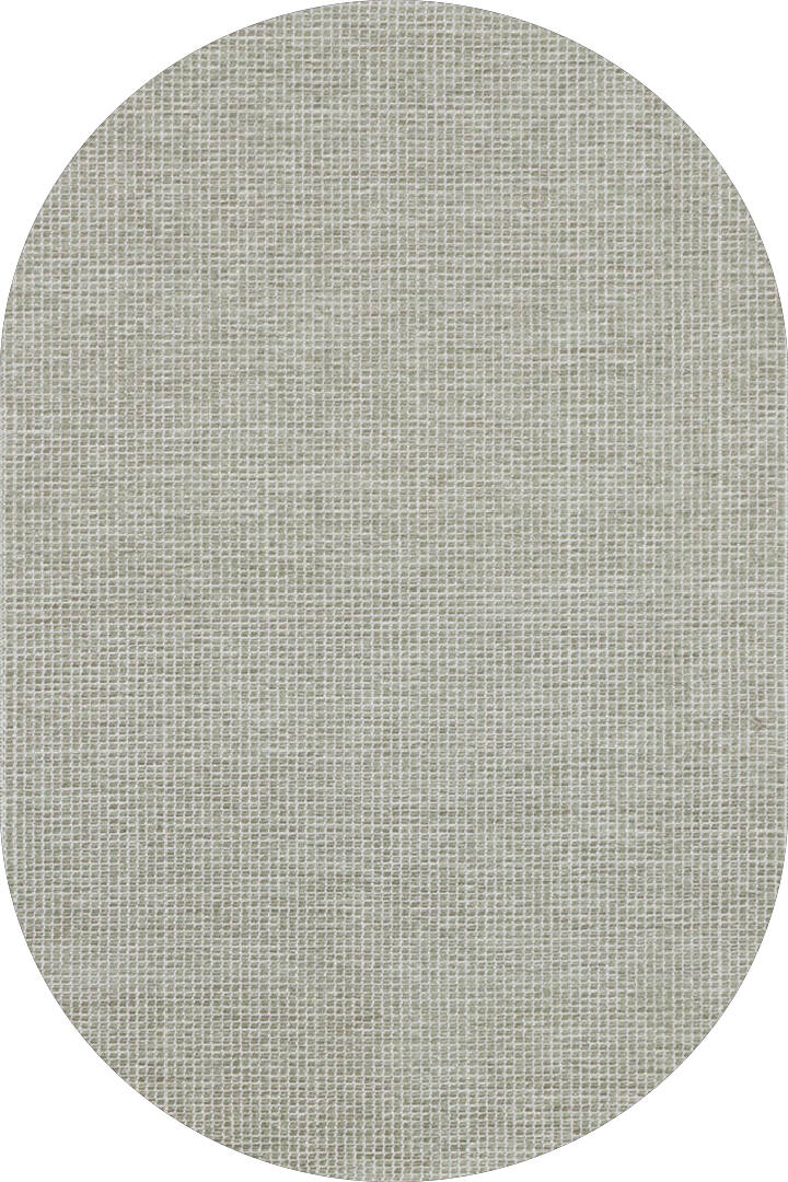 Divan Şönil Pamuklu Tek Renk Desensiz Kilim Oval Halı Hr-1457 Yeşil - 1