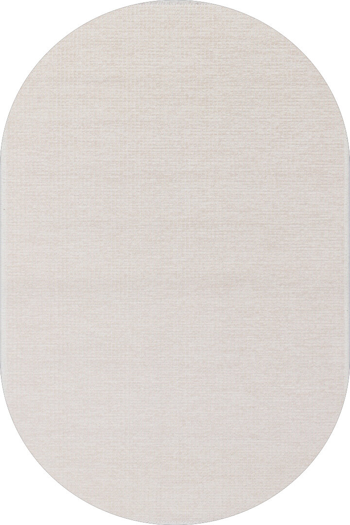 Divan Şönil Pamuklu Tek Renk Desensiz Kilim Oval Halı Hr-1621 Krem 