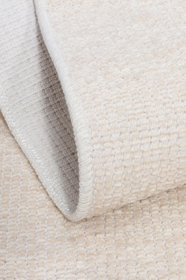 Divan Şönil Pamuklu Tek Renk Desensiz Kilim Oval Halı Hr-1621 Krem - 2