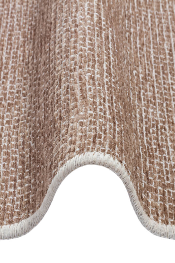 Divan Şönil Pamuklu Tek Renk Desensiz Kilim Oval Halı Hr-4501 Bej - 3