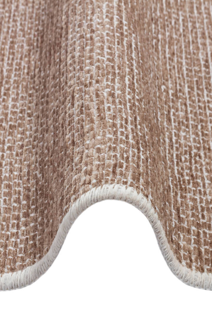 Divan Şönil Pamuklu Tek Renk Desensiz Kilim Oval Halı Hr-4501 Bej - 3