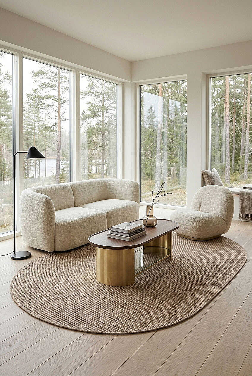Divan Şönil Pamuklu Tek Renk Desensiz Kilim Oval Halı Hr-4501 Bej