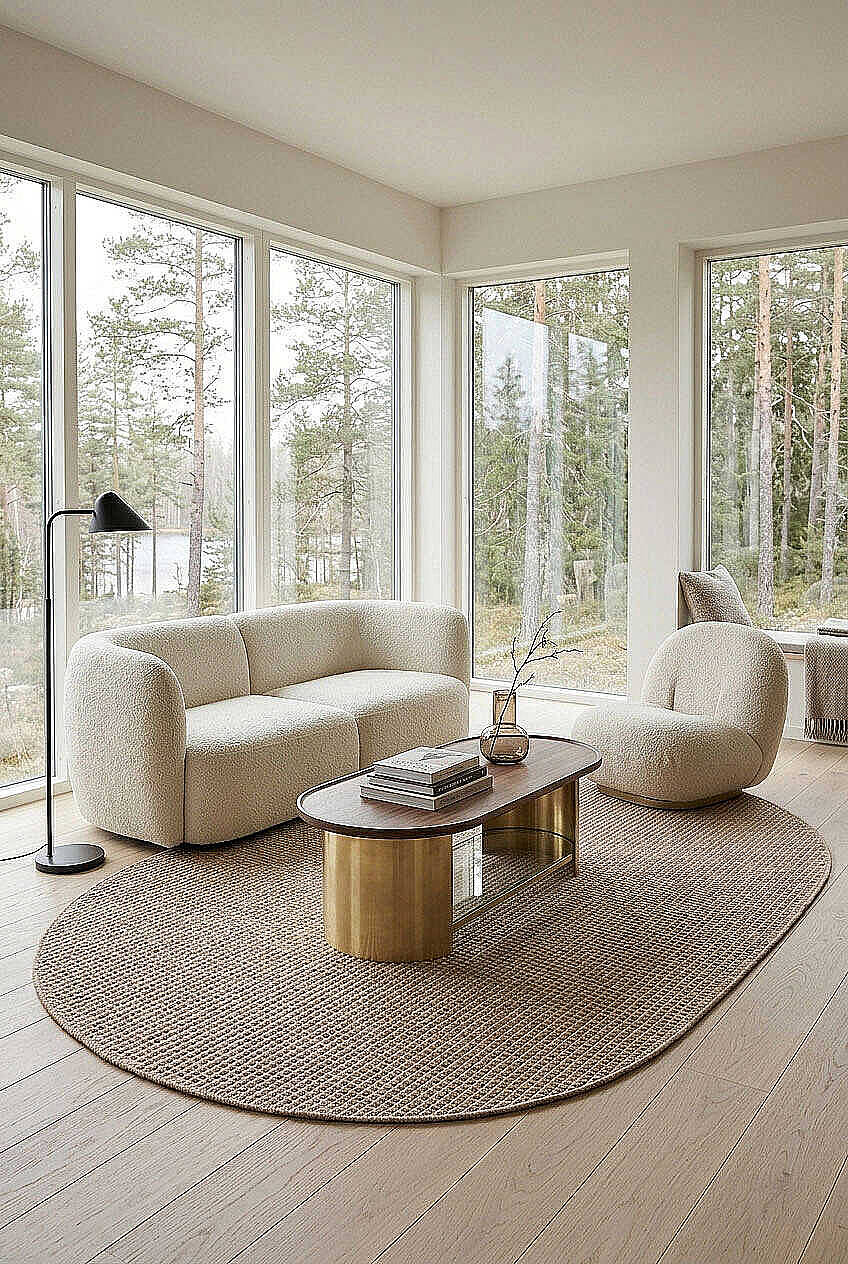 Divan Şönil Pamuklu Tek Renk Desensiz Kilim Oval Halı Hr-4501 Bej - 1